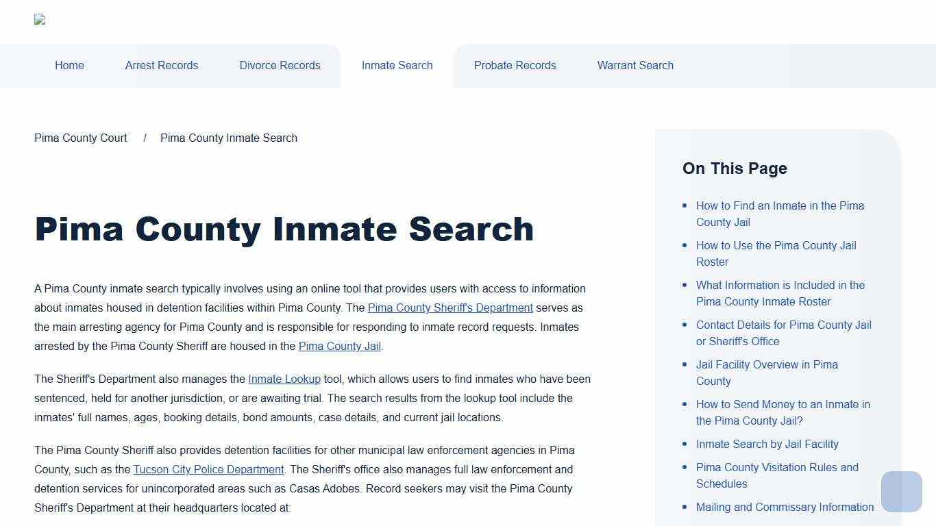 Pima County Inmate Search Pima County Court