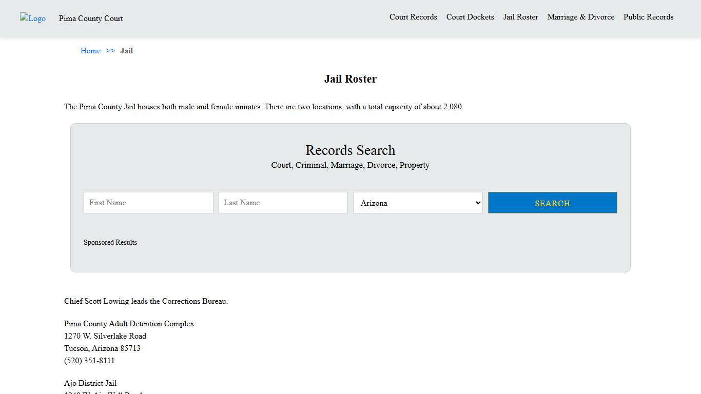 Jail Roster Pima County Court
